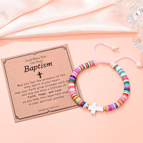 Image of First Communion Gifts, Cross Bracelet with Gift Card, Holy Communion Gifts, Baptism Gifts, Confirmation Gifts for Daughter, Niece, Granddaughter