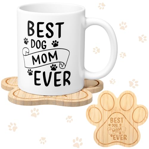 Best Dog Mom Mug with Coaster