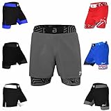 2BOLD MMA Shorts Men’s BJJ, Grappling, JIU-Jitsu, NO-GI Cross Training, Built in Compression Running Shorts (US, Alpha, Large, Regular, Regular, Grey-Inner)