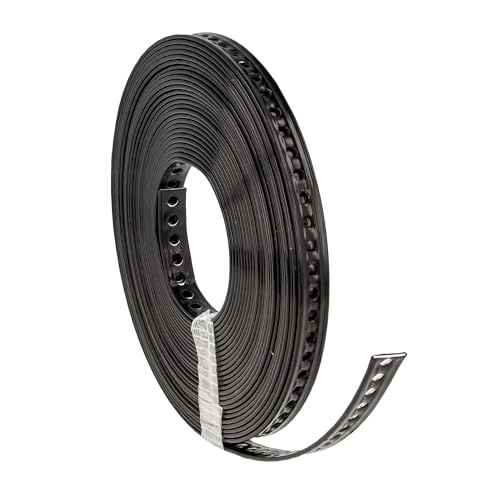 tecuro Lochband 14 mm x 10 m Rolle, Materialstärke 2,5 mm, Lochmaß Ø 4 mm - Stahl, Kunststoff ummantelt - LBKVZ14