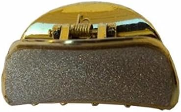 Pooja Trendz 2 Pcs Fancy Silver Gold Medium Size Hair Clutcher-Hair Claw/Clip.