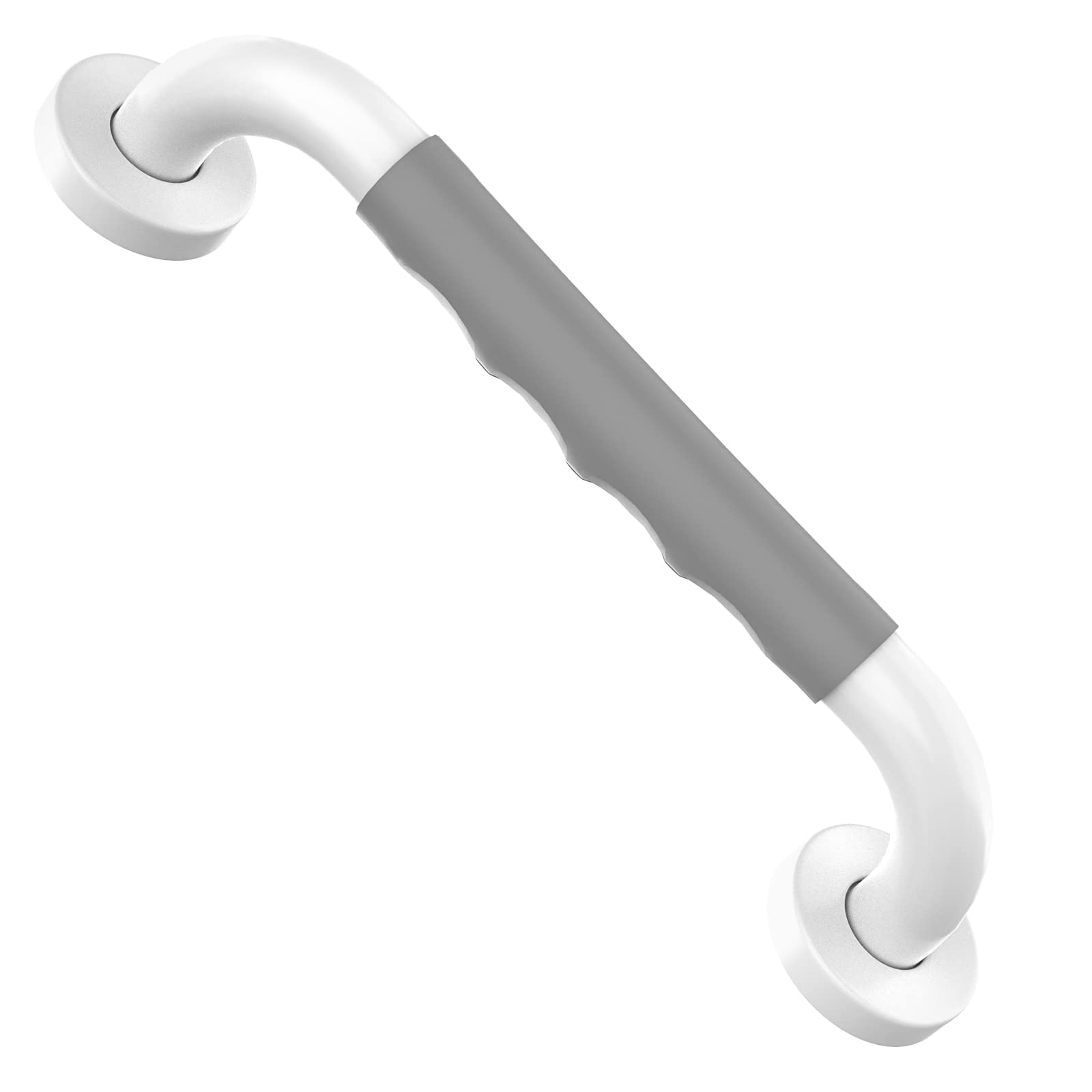 Photo 1 of 12 Inch Anti Slip Shower Grab Bar, Munzong White Stainless Steel Bathroom Grab Bar w/Gray Rubber Grip, Bathroom Balance Bar,Safety Handrail Support,Handicap Elderly Senior Assist Bath Handle 1 White&Gray Rubber-12IN