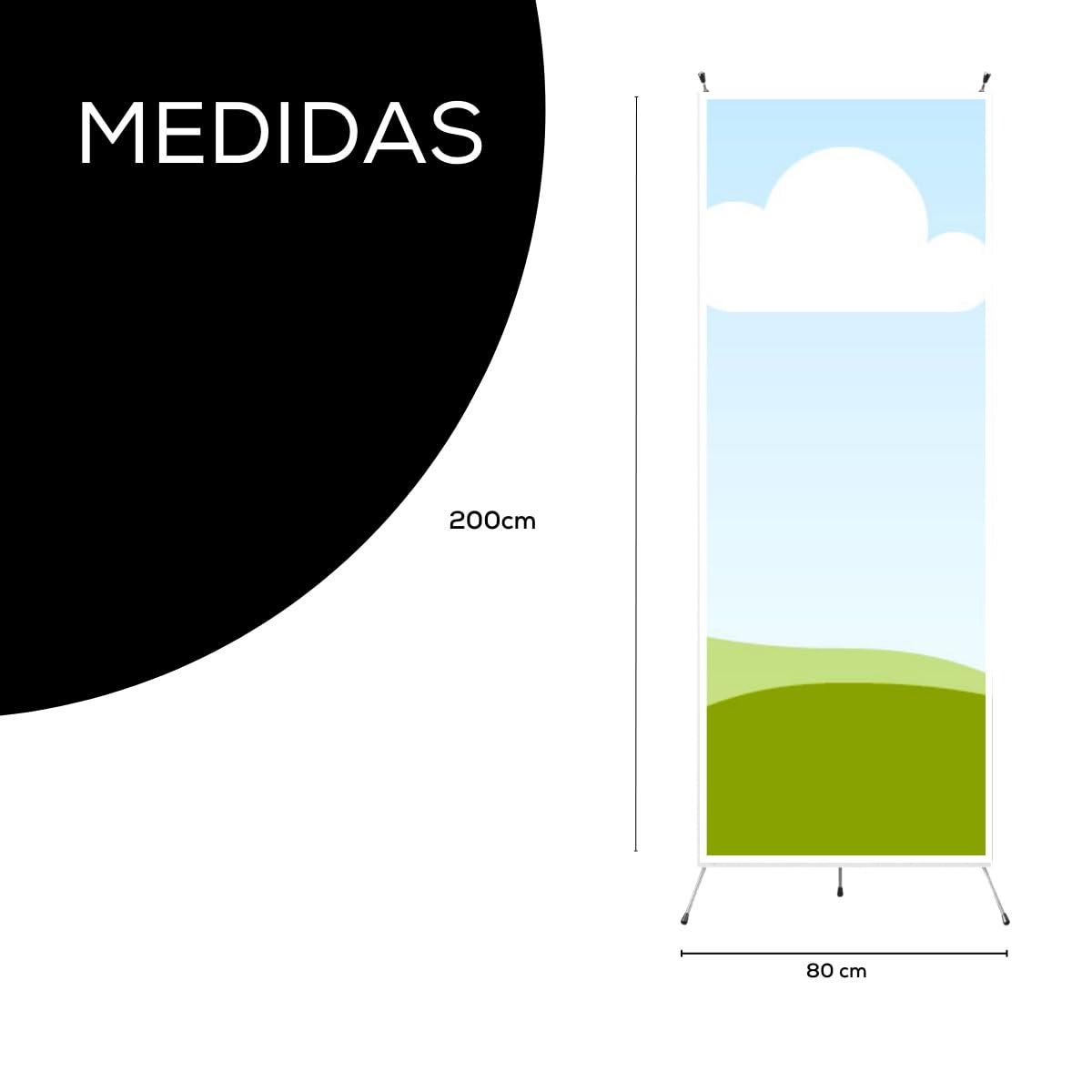 Xbanner Personalizado con Impresión Incluida (80x200), Expositor Publicitario, Fabricado PVC opacante de 220micras. Banners con Soporte X, Banner Display, Tintas Resistentes a la Luz UV