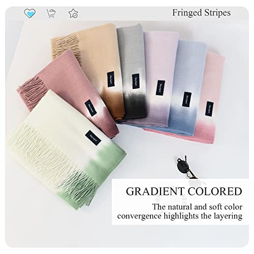 Winter Scarf Cashmere Shawl For Women Gradient Color Pashmina Scarves With Tassel Long Large Warm Wraps Stole4