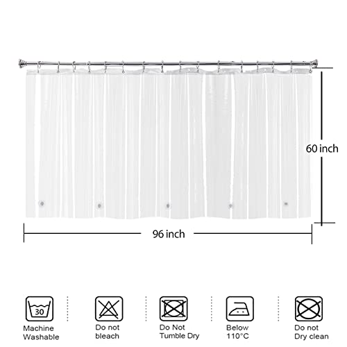 Rideau de douche extra large et étanche en PEVA transparent avec 5 aimants de lestage