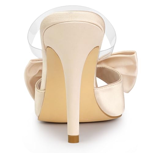 Allegra K Allegra K Women's Bow Sandal Stiletto Heels Mules Champagne Heel Sandals 8 M US