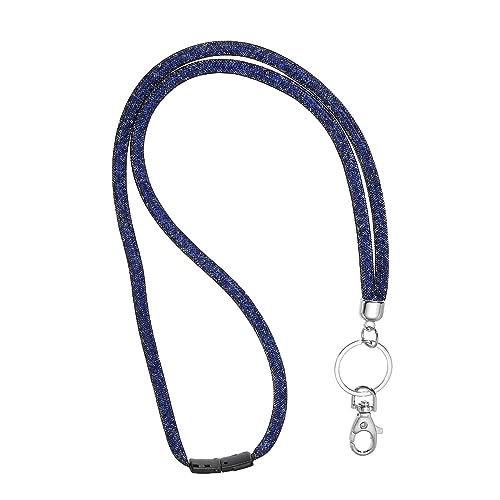 Cristal longe sangle collier porte-clés bleu foncé avec fermoir pour ID badge