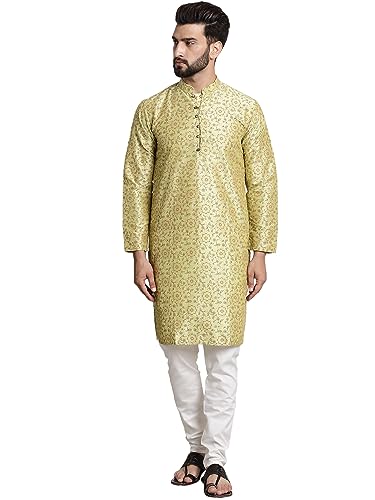 Image of SOJANYA (Since 1958 Men's Silk Blend Printed Kurta and Churidar Pyjama Set