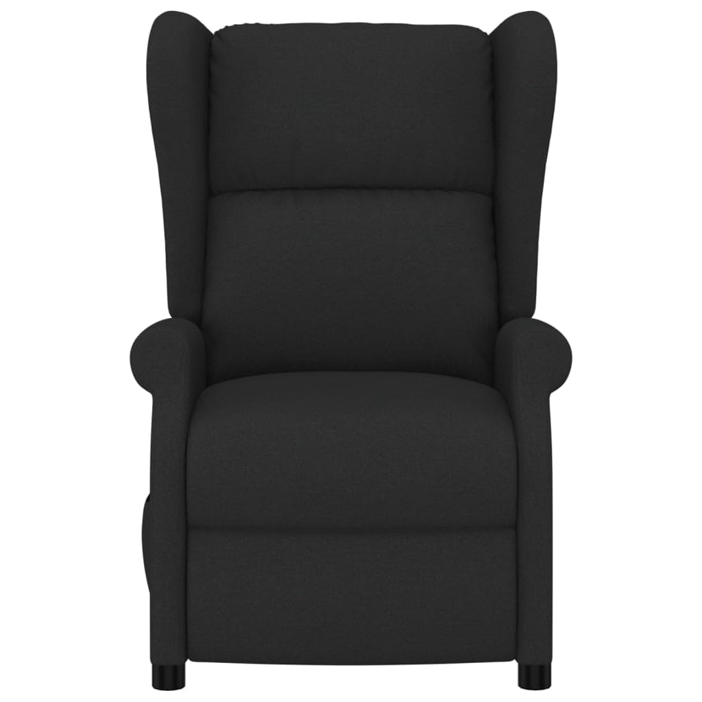Sillón orejero reclinable eléctrico Tela Negro Negro,3098321