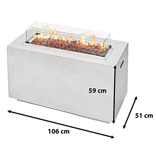 AMARE Gas- Feuerstelle für den Außenbereich, rechteckig, grau-2