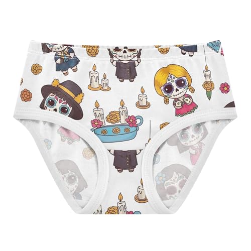 Cute Sugar Skulls Yellow Floral Toddlers Underwear Floral 2t Cotton Girl Panties Cute Print Briefs Underpants