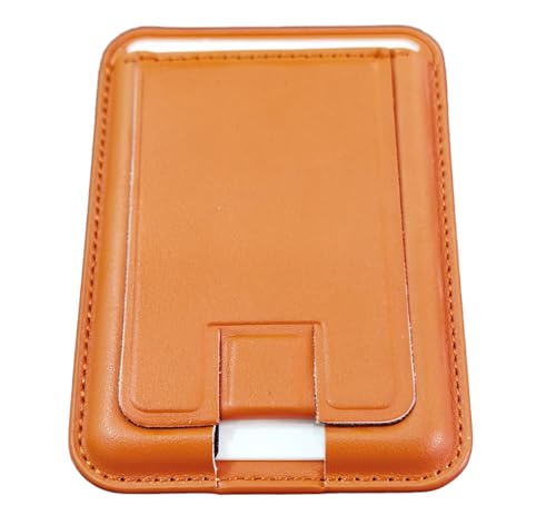 zhuja Orange Magnetic Phone Wallet Stand, Vegan Leather Card Holder