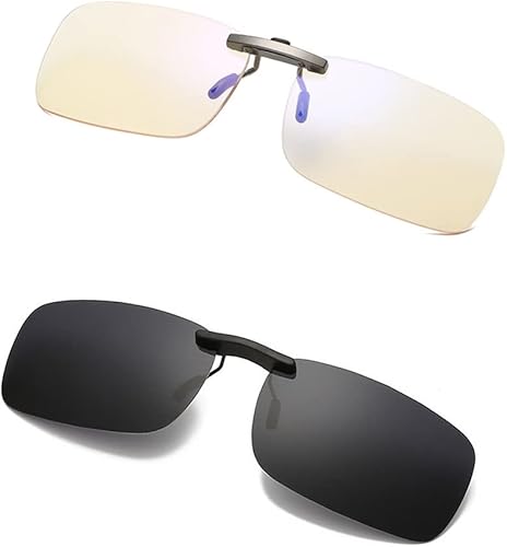 Gafas de sol polarizadas con clip para computadora con clip sobre lentes graduadas para bloquear la luz azul, antifatiga UV