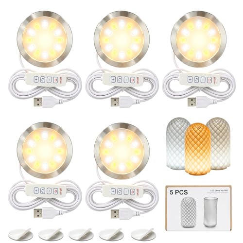 BambooSegD LED Lamp Kit 001 for Bambu Lab MH001 3D Printer Light Kit MakerWorld DIY Hardware Lamp Kit Round Light for 3D Printing USB 5V LED Kit 001 with Power-Off Memory Dimmable 3 Color