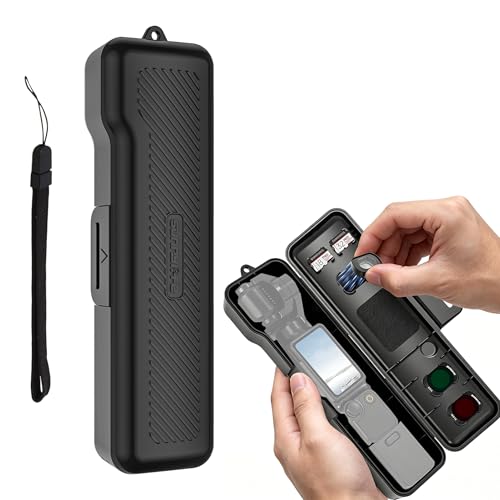 TOMGDRACO DJI Osmo Pocket 4/3 ��p �n�[�h�v���e�N�V�����P�[�X �h�����[�P�[�X �ϏՌ� �S�ʕی� �t�B���^�[���[�\ ���z���N�C�b�N���� �����^�ѕ֗� ���X�g���b�v�t�� Osmo Pocket 4�A�N�Z�T���[ (�u���b�N)