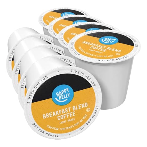 Image of Happy Belly Light Roast Coffee Pods, Breakfast Blend, Compatible with Keurig 2.0 K-Cup Brewers, 24 Count (Pack of 4)