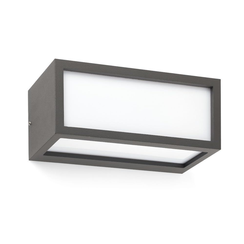 MAZZOLA LUCE Applique lampada da parete per esterno giardino ip54 grigio antracite e27 moderna rettangolare - Certificazione Elettrica Italiana