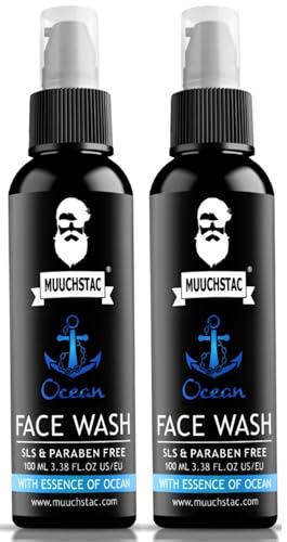 Muuchstac Ocean Face Wash for Men | Fight Acne & Pimples, Brighten Skin, Clears Dirt, Oil Control, Refreshing Feel - Multi-Action Formula (2x100 ml)