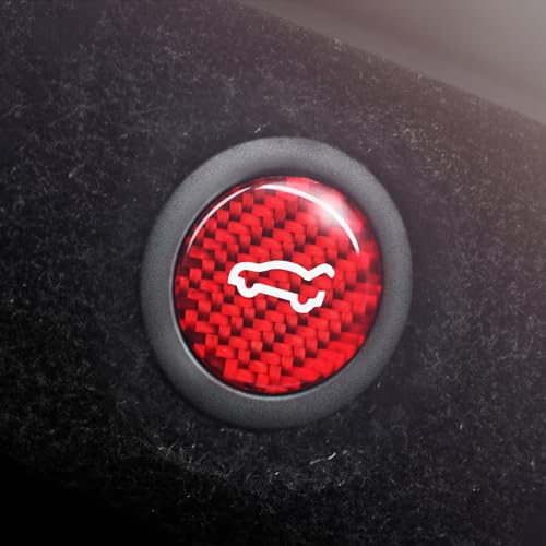 Image of BETTERHUMZ Rear Trunk Switch Sticker Compatible with Tesla Model 3 Highland 2024 Model Y Juniper 2025 2026 Carbon Fiber Liftgate Close Button Trim Interior Decor Accessories (Red)