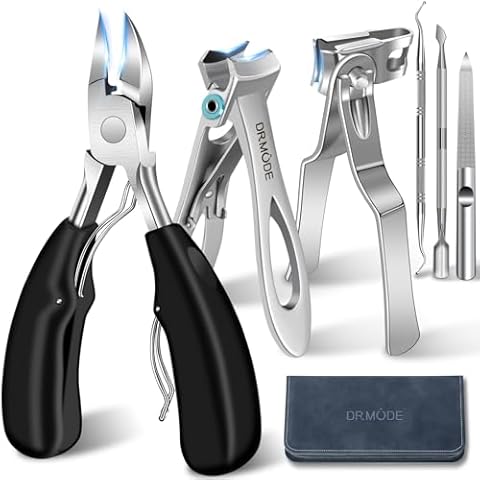 Toenail Clippers for Seniors Thick Toenails - Wide Jaw Opening Large Toe Nail Clippers for Thick Ingrown Nails, Professional Sharp Heavy Duty Nail Clipper Cutter for Mens Seniors with Leather Case Cover