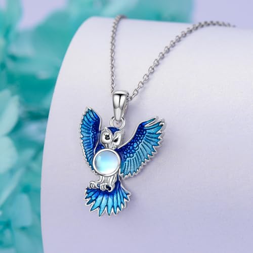 PELOVNY Owl Necklace 925 Sterling Silver Moonstone Necklace Owl Moonstone Pendant Jewelry For Women3