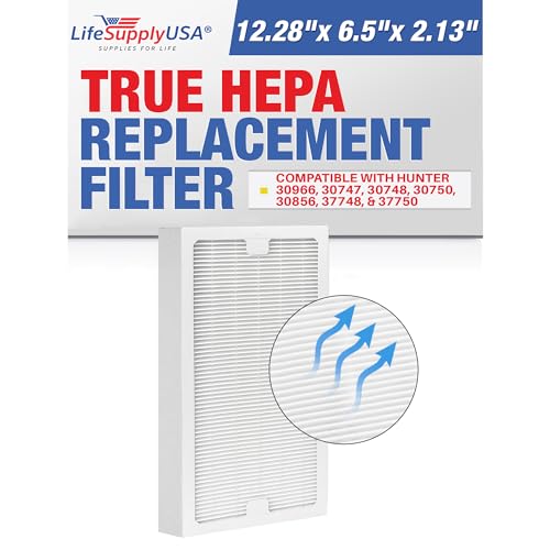 30966 True HEPA Filter Replacement Compatible with Hunter 30747, 30748, 30750, 30856, 37748, 37750 Air Purifiers by LifeSupplyUSA