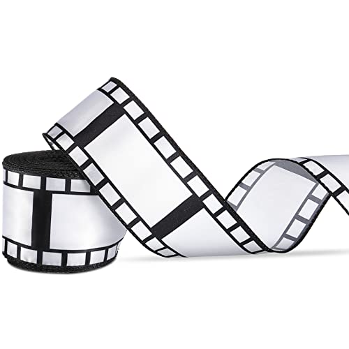 Chivao 1 Roll Filmstrip Tape Movie Party Decorations Filmstrip Poly Streamer 2.5 Inch 60 Feet Black and White Film Border Roll for Cinematic Birthday Party Event Decor Home Crafts