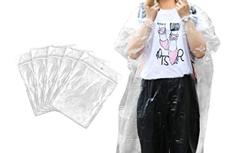 AGPTEK 5 Pack Impermeables Desechables, Lluvia Poncho Capucha, Transparentes, Livianos para Hombre, Mujer