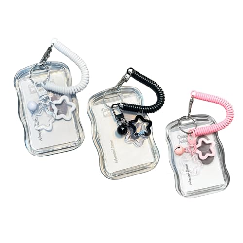 Image of 3 Pack Transparent Silicone Card Holders with Lanyard, Kpop Photocard Sleeves, Multi-Functional ID Badge Holders for Students, Fans & Daily Use (White/Black/Pink)