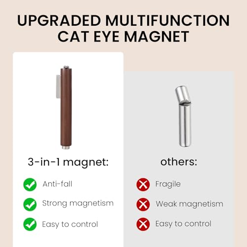 ESUOHYM Ímã de unha 3 em 1 para esmalte de gel olho de gato com 1 ímã quadrado extra, 5 clipes de pa