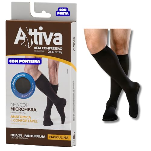 Meias de Calf para Homens 3/4 de Alta Compressão 20-30 com Ponta ATTIVA