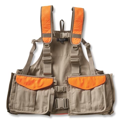 Guide Gear Upland Strap Vest; Fall Season Hunting Jacket Layer Khaki/Blaze M/L