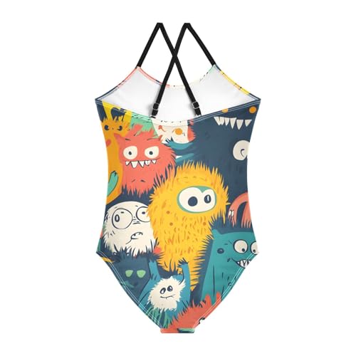 senya Girls Swimsuits Exploding Monsters One-Piece Swimwear Quick Dry Girls Bathing Suits for 3 Years Old2