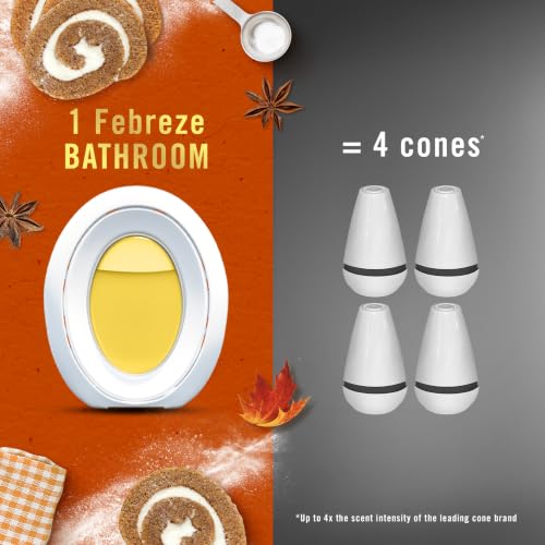 Image of Febreze Odor-Fighting Bathroom Air Freshener for Small Spaces, Pumpkin Roll Scent, 4 Count