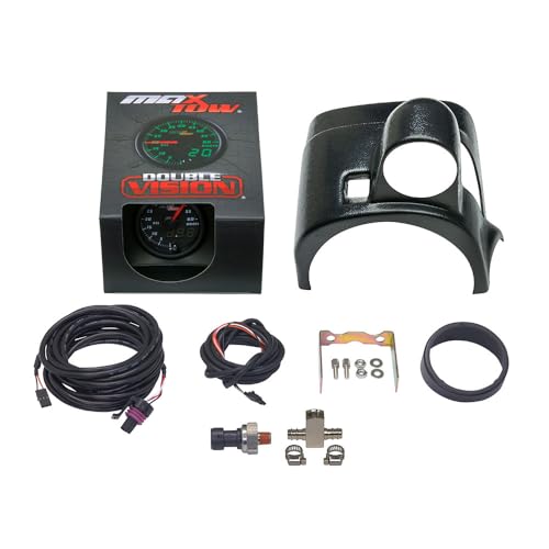 MaxTow Diesel Gauge Package Compatible with Ford Super Duty F-250 F-350 6.0L 7.3L Power Stroke 1999-2007 - Black & Green 60 PSI Boost Gauge - Steering Column Single Gauge Pod