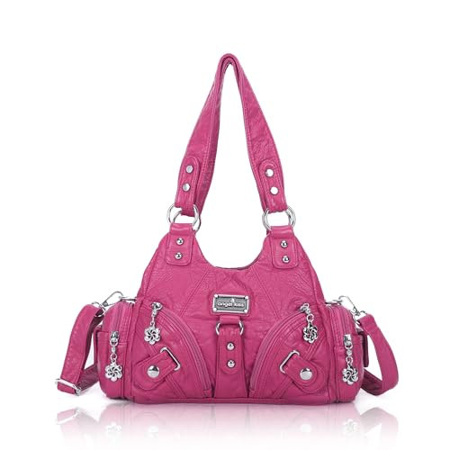Image of Angel Kiss Purses for Women Small Hobo Shoulder Bags Vagen Leather Multi-Pocket Tote Bag with Zipper