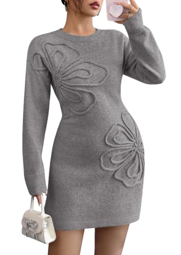 PRETTYGARDEN Women's Embroidered Long Sleeve Bodycon Mini Sweater Dress 14.79 + 60% Off Code V1UX8CX7 - image 1