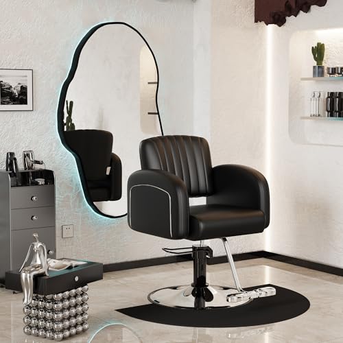 Baasha Professional Silver Salon Chair, Luxury Hydraulic Styling Chair with Soft PU Leather, High-Density Foam Cushion, 360° Swivel, Stainless Steel Frame, Ergonomic Design, 330 lbs Capacity — view 4