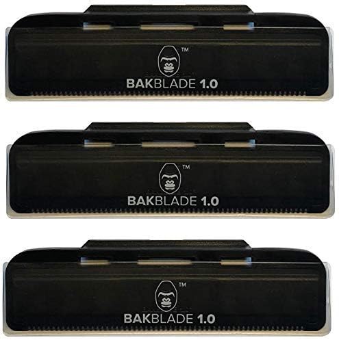 baKblade 1.0 Back Hair and Body Shaver Refill Replacement Cartridges. 4 Inch Extra-Wide Wet or Dry Disposable Razor Blades (3 Razors Included)