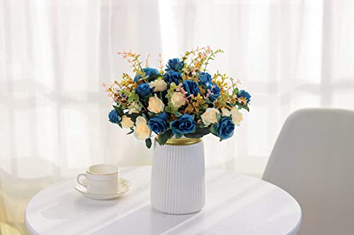 Moomass Artificial Flowers,2 Packs Of Artificial Roses.24 Little Rose Silk Flowers. Plastic Flowers,Plants For Home Hotel Wedding Christmas Tables Decorations.cemetery Flowers Dark Blue #TOP1