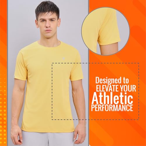 Image of TECHNOSPORT Men's Slim Fit Polyester Activewear Sports T-Shirt with Moisture-Wicking Comfort for Workout, Running & Gym