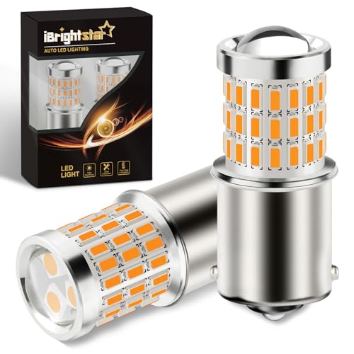 iBrightstar 1156 LED Bulb Amber, BA15S 1141 LED Turn Signal Bulbs Super Bright for Rear Front Blinker Lights and Turn Signal Lights, 2 Pack