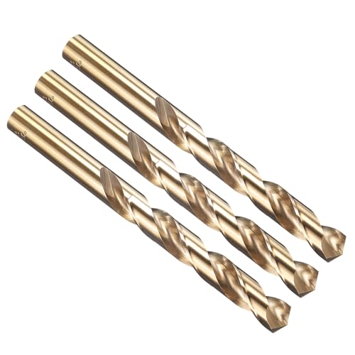 PATIKIL 13mm Drill Bit, M35 Cobalt 5% High-Speed Steel Jobber Straight Shank 135° Gold Finish for Stainless Steel Hard Metal - 3 Pack