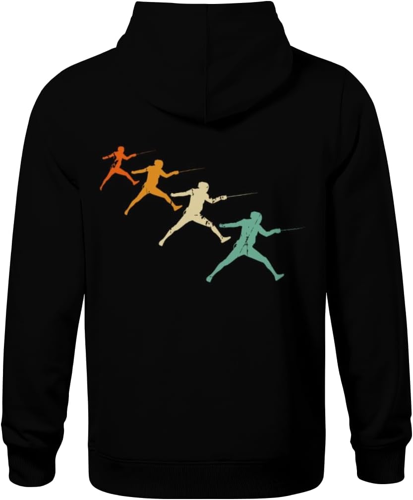 HEAPPER Kids Retro Fencing Sports Vintage Fencer Boys Girls Lightweight Kangaroo Pocket Fleece Hoodies