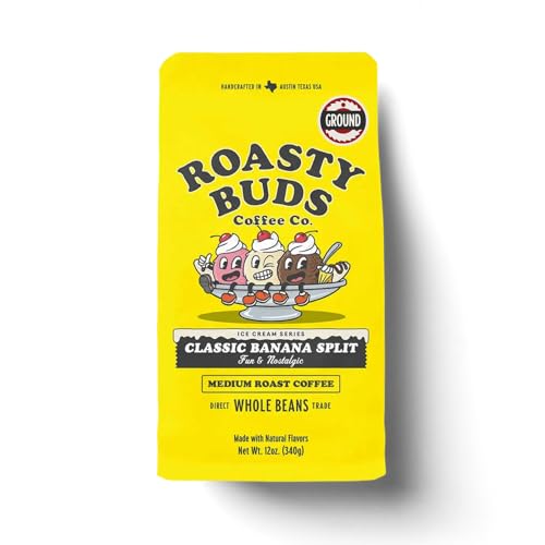 Roasty Buds Banana Split Ground Coffee 12oz | Flavored Dessert