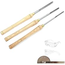 DEEG 3-Pieces HSS Bowl Gouge Lathe Chisel Set Wood Turning Tools with Domestic Ashtree Handle, 1/4-Inches, 3/8-Inches and 1/2-Inches