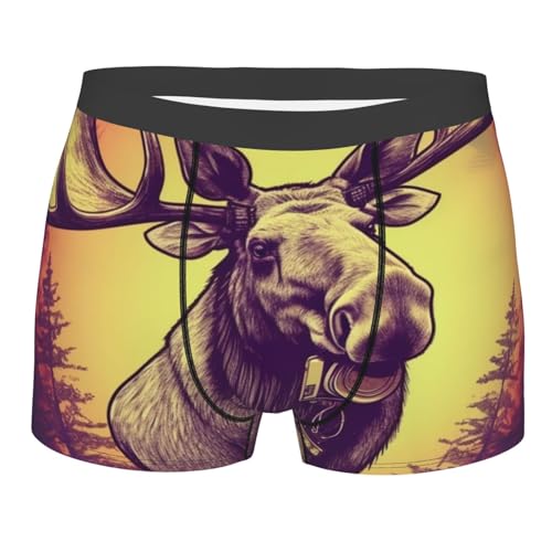 KWQDOZF Atmungsaktive Herren-Unterwäsche Cool Moose Boxershorts aus weicher Baumwolle, etikettenlose Trunks