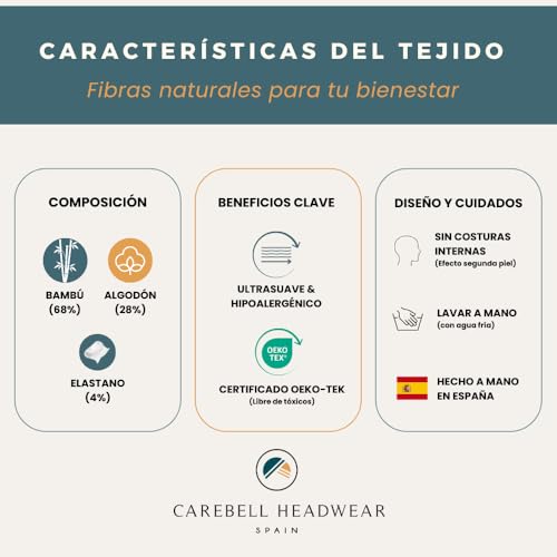 CAREBELL Amalfi Kappe mit langen Bändern bei Haarausfall, Haarausfall, Krebs aus Bambusgewebe, OCEAN 24, One size