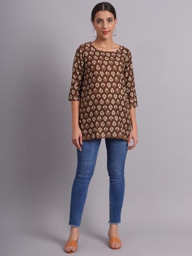 Image of PATLANI Women's Cotton Printed Short Fullstitched Kurti /Kurtas.