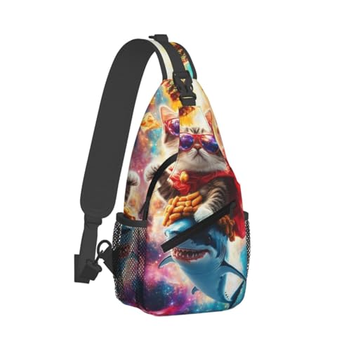 Crossbody Sling Backpack Bag Cat Pizza Mini Casual Shoulder Daypack Chest Bag For Women Men Travel Hiking Gym Anti Theft2